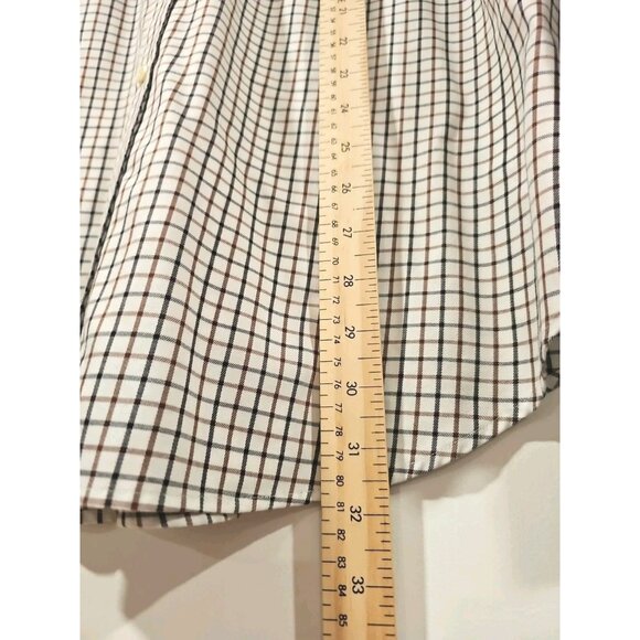 Peter Millar Shirt Men LRG Black Brwn Check Plaid Nanoluxe Easy Care Long Sleeve - Picture 8 of 9